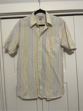 Foxfire Short-Sleeve Striped Button-Down Shirt in Pastel Yellow